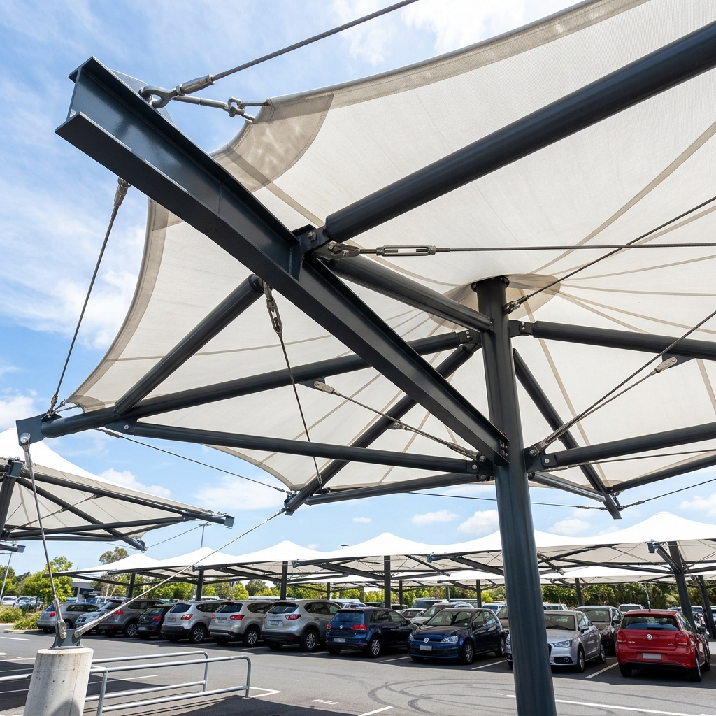 Car Parking Tensile Structures vs Conventional Tin Sheds